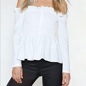 Nasty Gal Have You Shirred Off the Shoulder Top